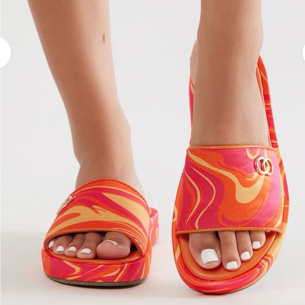 Fashion Nova Jellie Red and Orange Sandals